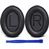 SoloWIT Cuscinetti Auricolari Ricambio per Bose QuietComfort 35 (QC35) e Quiet Comfort 35 II (QC35 II), Padiglioni Ricambi Cuffie con Pelle Morbida, Rumore Schiuma Isolante e Maggiore Spessore - Nero
