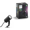 Philips Hue White and Color Ambiance Lily Faretto LED da Esterno, Faretto da Esterno con Estensione per Kit Base, Faretto smart da 8 W, Nero