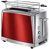 Russell Hobbs Tostapane - 2 Fette - Acciaio Inox color Rosso; Scomparti per toast extra larghi; 6 livelli di doratura; Funzione di Scongelamento; Funzione solleva e guarda; 1550 W, Luna 23220-56