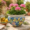 Ceramics Caltagirone Portavaso Ceramica di Caltagirone Floreale Blu cm 40