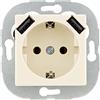 REV 0236130206 Quadro, presa con 2 porte USB, USB max. 2,1 A, 5 VDC, 10,5 W, bianco crema