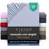 VISION Lenzuolo con angoli - 100% cotone - Letto singolo (90 x 190 cm) - Angoli elasticizzati - Adatto a materassi fino a 25 cm - Certificato Oeko-Tex - Lavabile in lavatrice - Colore: grigio perla