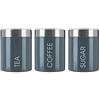 Premier Housewares Liberty - Set di 3 contenitori per tè, caffè e Zucchero (Lingua Inglese) Grigio
