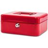 MAUL cassetta portavalori in acciaio 20x16x9 cm | Cassetta portavalori con serratura | Cassetta con chiave | Ideale come cassaforte piccola, cassetta di sicurezza | Rosso