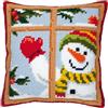 VERVACO Kit Cuscino Punto Croce Felice Pupazzo di Neve Set Ricamo Principianti Cuscini Gobelin Decorativi ca. 40 x 40 cm Accessori per Lavoretti Creativi DIY Casa Decor Hobby Adulti Cross Stitch