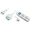 Electraline 46126 Prolunga 10 mt Spina 16A e Presa polivalente (schuko + 10/16A) & 62049 Multipresa 6 Posti 2 Schuko e 4 Bivalenti 10/16A, Cavo HO5 VV-F, Spina 16A, Bianco, 3 M
