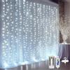 DazSpirit 3Mx3M 300 Tenda luminosa a LED, catena di luci USB decorative con 8 modalità di luce Telecomando e timer, impermeabile per la festa di nozze Camera da letto di Natale (Bianco)