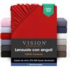 VISION Lenzuolo con angoli - 100% cotone - Letto singolo (90 x 190 cm) - Angoli elasticizzati - Adatto a materassi fino a 25 cm - Certificato Oeko-Tex - Lavabile in lavatrice - Colore: rosso