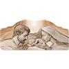 Lupia Quadro moderno Capezzale sacra famiglia 42x92 cm HOLY KISS BROWN su tavola lavorata