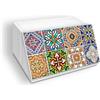 Lupia Portapane NEW, Contenitore per Cibo Secco con decoro TILES in legno WHITE 30x40x20 cm