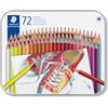 STAEDTLER 175 M72, Matite colorate esagonali in scatola di metallo, Colori Assortiti, 72 Pezzi