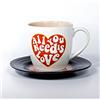 Thumbs Up! L&M Mug And Saucer Set - Love Tazza con Piattino a Forma di Vinile, Ceramica, Multicolore, 15.7x10x15.7 cm