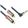 Good Connections GC-M0064 - Cavo audio di alta qualità, 3,5 mm, connettore jack ad angolo destro su 2 connettori RCA (Cinch), OFC, alloggiamento interamente in metallo, 1,5 m, blu scuro