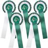 PFIFF 102591 - Fiocchi da torneo con 5 fiocchi verdi, doppia rosetta, con motivo testa di cavallo