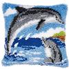 VERVACO Kit Latch Hook Cuscino Delfini Kit Gancio di Chiusura Tappeto ca. 40 x 40 cm Set Ricamo Principianti Casa Decorazioni attività Creative Adulti Hobby Rilassanti Gobelin Cuscino