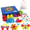 EACHHAHA Montessori Puzzle in Legno di 155 Forma Geometrica -Tangram Toy Card Divertente Giocattolo educativo - Ci Sono 155 Pezzi Geometriche e 24 carte di apprendimento-per 3 4 5 6 Anni Bambini