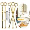 Anyasen Asta in Metallo Etagère da 2 a 3 a Castello Alzata per Torta Nuziale Torte Stand Supporto per Torte Ovale (Oro, 5 Pezzi)