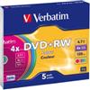 Verbatim - Scatola 5 DVD+RW - colore - 43297 - 4,7GB (unità vendita 1 pz.)