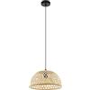 Eglo lampada a sospensione Claverdon, 1 | fiamma, vintage, naturale, boho, hygge, acciaio e legno nero, colori naturali, lampada da tavolo e soggiorno, attacco E27