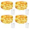 kolpop Stringa Luci LED a Batteria [4 Pezzi], Catena Luminosa 5m 50 LED con Filo Rame Ghirlanda Luminosa Lucine LED Decorative per Camere da Letto Giardino Casa Feste Natale Matrimonio (Bianco Caldo)