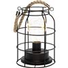 Konstsmide, 1815-780 - Lanterna LED rotonda in metallo, con interruttore on/off, timer 6 ore, funzionamento a batteria, interno, 9 diodi color ambra, cavo argentato