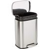 Amazon Basics Pattumiera rettangolare, piccola, antimacchia, chiusura ammortizzata, acciaio inox spazzolato, 12 l, finitura nichel satinato, 28,7 x 25,1 x 38,3 cm (lunghezza x larghezza x altezza)