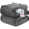 WAVVE Plaid Coperta Pile di Flanella 260gsm - 230x270 cm, Grigio - Coperta Grande 270x230, Divano/Letto Matrimoniale, Calda e Morbida, Grigia