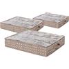 Compactor Set di 3 Custodie Rivoli Sottoletto per Scarpepiatte, 12 Scomparti, Polipropilene e Eva, Marrone/Bianco, 76 x 60 x H. 15 cm, RAN9818