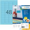 HERMA Etichette A4, 48 per Foglio, 45,7 x 21,2 mm, Blu, Adesivo Permanente
