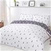 Sleepdown Set di biancheria da letto reversibile con federa per letto singolo, 135 cm x 200 cm, colore: grigio e bianco