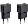 Wicked Chili Caricatore PRO Series Dual USB 2 Porte 12W / 2400mA, Alimentatore per Telefonino, Tablet, Smartwatch, Powerbank e Altoparlante Bluetooth (90° Angolato)