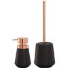 Sealskin Conical Set combinatol Dispenser di sapone e scopino, porcellana, metallo, Nero