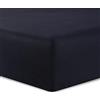 VISION Lenzuolo con angoli matrimoniale, 2 persone, 140 x 190cm con altezza da 25cm, Nero, 100% Cotone