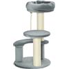 PawHut Albero Tiragraffi per Gatto a 3 Livelli in Peluche Sisal Naturale Grigio Diametro 40x65cm|Aosom