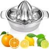 Ikakabek Spremiagrumi manuale in acciaio inossidabile 304 robusto arancione pompelmo lime alesatore rotante a mano con filtro e contenitore da 350 ml, 2 beccucci, Ø 13,8 cm, lavabile in lavastoviglie,
