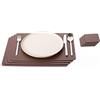 Nikalaz Set di 4 Tovagliette Americane Grosse e 4 Sottobicchieri, Forma Rettangolare, Pelle Rigenerata, Tovagliette 45.7 x 33.02 cm e Sottobicchieri 10 x 10 cm (Marrone)