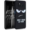 kwmobile Cover Compatibile con Xiaomi Poco X3 NFC/Poco X3 Pro - Custodia in Silicone TPU - Cover Protettiva Soft Case - Don't touch my phone bianco/nero