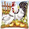 VERVACO Kit Cuscino Punto Croce Famiglia di POLLI Set Ricamo Principianti Cuscini Gobelin Decorativi ca. 40 x 40 cm Accessori per Lavoretti Creativi DIY Casa Decor Hobby Adulti Cross Stitch