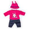 Bayer Design bambole 40-46cm, pantaloni, top e cappello, set, vestito con conigli, Colore rosa, blu, punteggiato, 84679AA