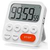 LIORQUE Timer da Cucina Digitale, Timer Multifunzione con Funzione Orologio, 3 Livelli di Volume, Schienale Magnetico, Supporto Pieghevole, per Cucinare, Uovo, Palestra,Studio, Lavoro