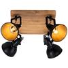BRILONER Leuchten - Faretto, lampada da parete retrò, vintage, girevole e inclinabile, 4x E14, metallo-legno, nero-oro, 280x280x157mm (LxPxH)