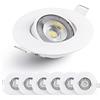 EMOS Faretti LED da Incasso per Cartongesso 5W / 450 Lumen | Faretti LED soffitto da incasso 3000K Luce Bianco caldo | Set di 6 pezzi Spot LED Orientabili a 50°, Rotondi e Ultra Piatti in bianco