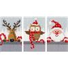 VERVACO Kit Punto Croce Contato Amici di Natale, Set da 3 Biglietti con Finestra per Punto Croce 10,5 x 15 cm Set Fai da Te Creativo Adulti Ricamo Cartoline Ricamate Accessori per Lavoretti Creativi
