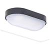 Oktaplex lighting, Base Oval, Plafoniera LED Ovale, Nera 9 W, Lampada a Muro 800 lm 4000 K Bianco Neutro, Lampada Soffitto IP65 per Garage, Cantine e Terrazze