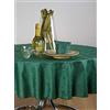 ESSE HOME - Linea Confestyl - Tovaglia con 8 tovaglioli (Servizio Tavola) - Ovale - Fiandra Jacquard Puro Cotone - Iris 598 (Ovale 170x220, Servizio Verde Scuro)