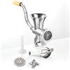 GSW 588423 - Tritacarne n. 8 in alluminio con punta da pasticcere e pestello, colore: argento
