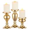 Sziqiqi Set di 3 Candelieri Candelabri Candelabro Portacandele in Nero Ferro per Soggiorno Tavolo da Pranzo Centrotavola Creativo, Oro