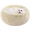 Feandrea Cuccia Cane Interno, Cuccia per Cani, Lettino per Animali Domestici a Ciambella, Cuscino Sfoderabile e Lavabile, Tappeto di Peluche, Diametro 50 cm, Cachi Ombré PGW037S01