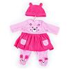 Bayer Design bambole 33-38cm, pantaloni e berretto, set, vestito con motivo orso carino, Colore strisce rosa e bianche, 83887AA