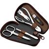 marQus Set Manicure per Uomo e Donna - Kit professionale da 5 Pezzi con Forbicine e Custodia in Vera Pelle. Ideale per la cura di Mani e Piedi, perfetto per viaggi e uso quotidiano. Elegante e funzionale